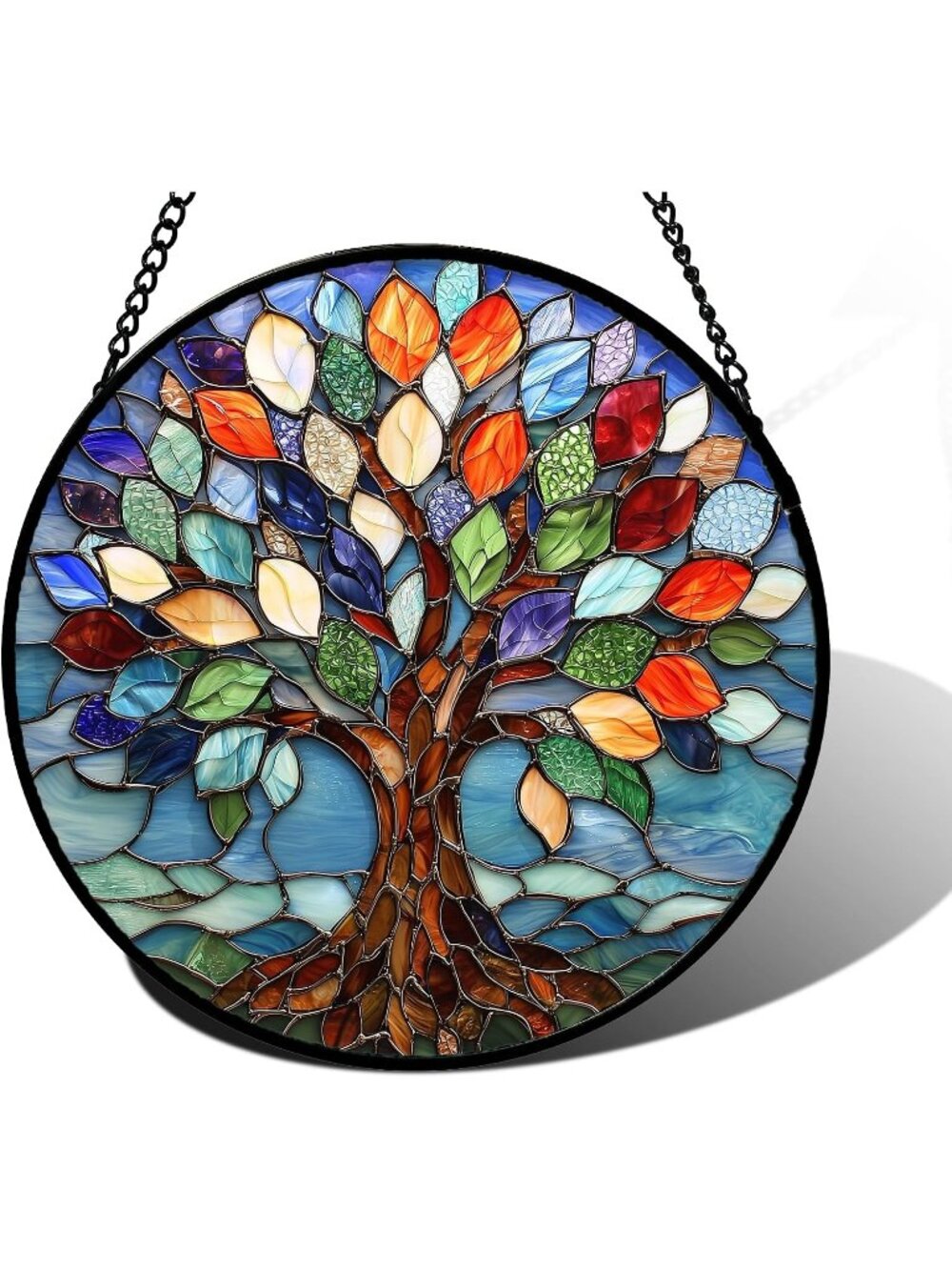 New Colorful Tree of Life Stained Glass Window Hanging Suncatcher Gifts 6.3"